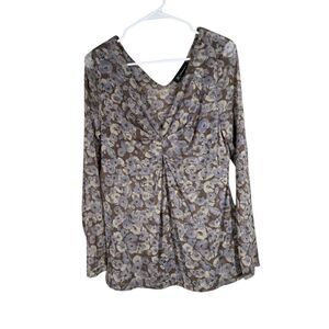 Y2k Vtg International Concepts Mesh Sheer Babydoll Top Sz M Fairy Floral Boho